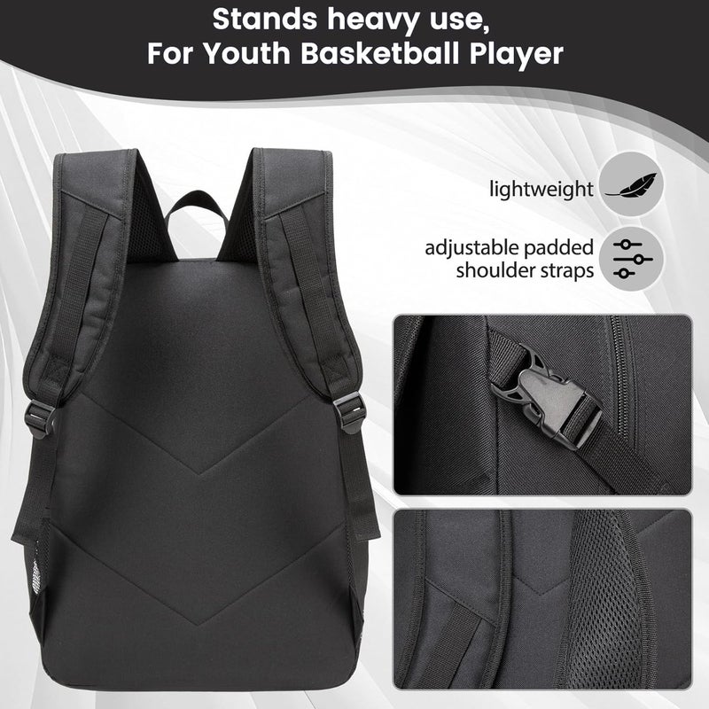 RTRYALN Basketball Backpack - Large Sports Equipment Bag with Ball Holder & Shoe Compartment for Basketball. (black) - Image 5